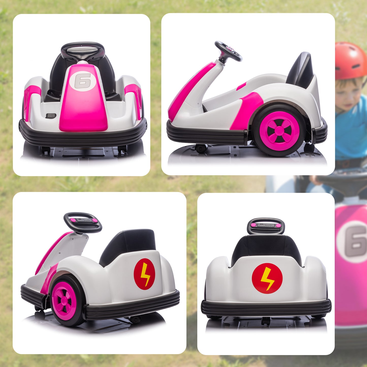 Kids Bumper Car with 360-Degree Rotation, 6V Electric Ride On Car with Music and Horn for 3-8 Years Old, Pink