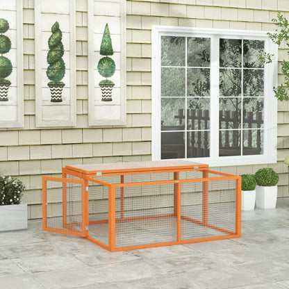 Wooden Folding Rabbit Hutch, for 2-3 Rabbits - Orange