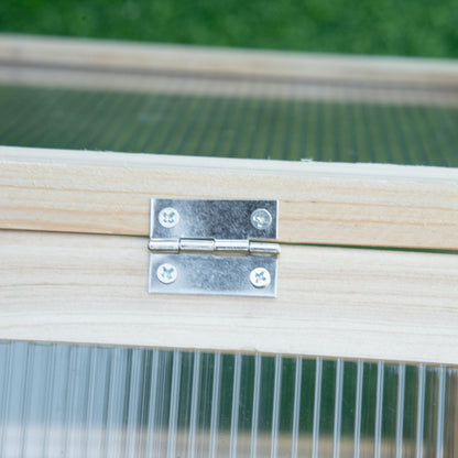 Wooden Cold Frame Garden Polycarbonate Greenhouse with Openable Top Cover, Grow House for Flowers, Vegetables, Plants