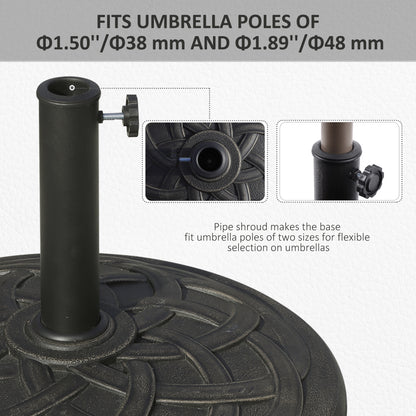 19KG Resin Umbrella Base Garden Parasol Base Stand Round Sun Shade Holder Suitable For Pole Between Φ38mm to Φ48mm