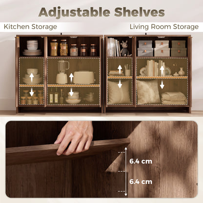 Sideboard Cabinet, Modern Storage Cabinet with 3 Doors and Adjustable Shelves for Living Room, Dining Room, Brown