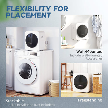 Vented Tumble Dryer, 4 kg Front Tumble Dryer with Stainless Steel Tub, 800W Compact Freestanding, White