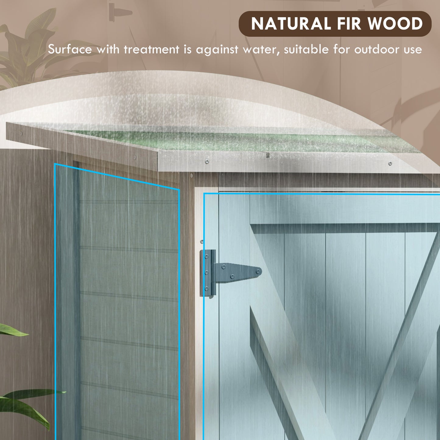 46.5 x 97cm Compact Wooden Storage Shed - Light Grey
