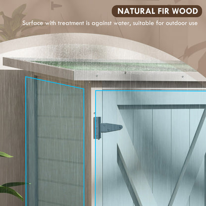 46.5 x 97cm Compact Wooden Storage Shed - Light Grey