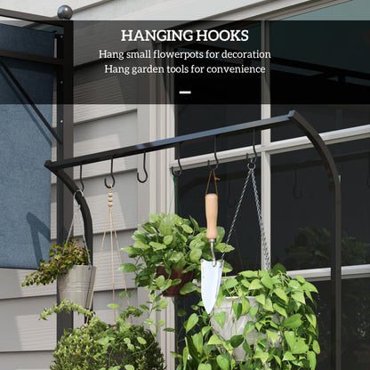 3 Tiered Plant Rack with Hanging Hooks, Tall Plant Stand for Indoor Outdoor Porch Balcony Use, Black