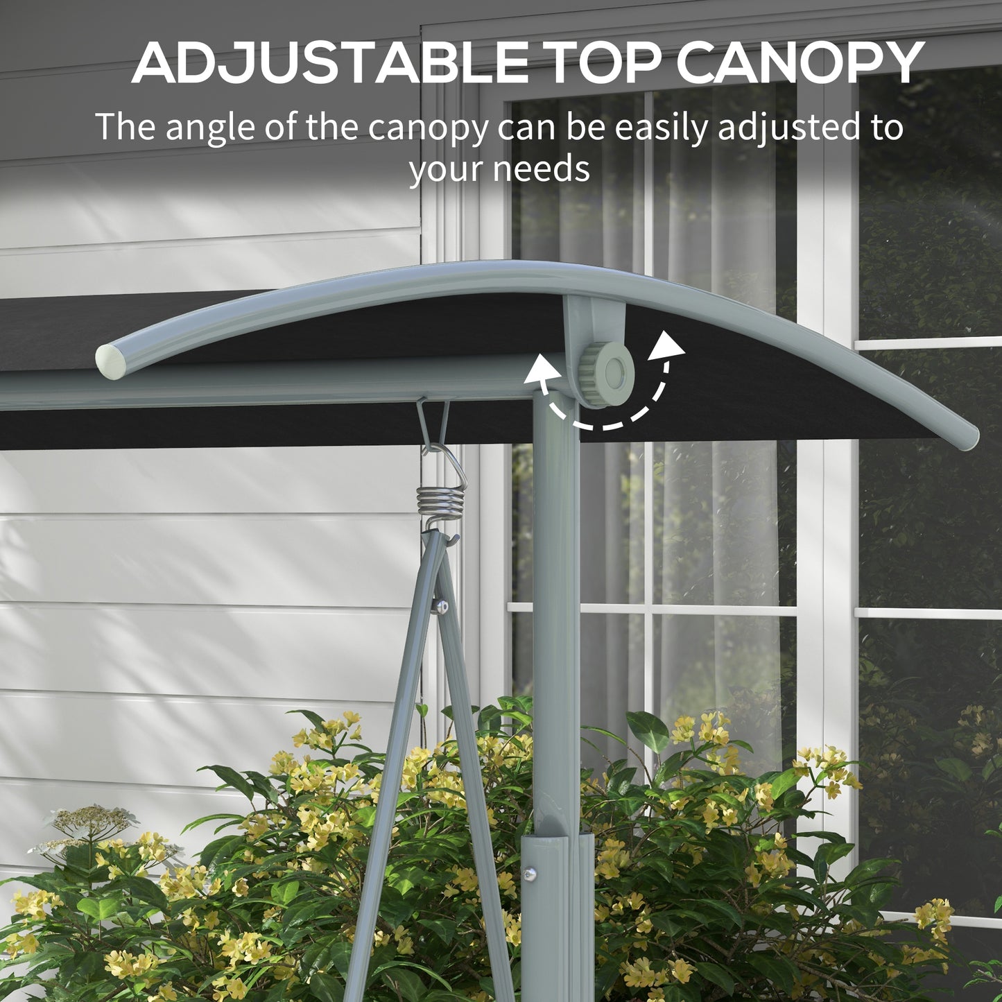 2 Seater Garden Swing Chair, Patio Swing Seat w/ Tilting Canopy, Double Padded Seats