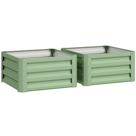 Set of Two 60 x 60cm Steel Planter Boxes - Light Green