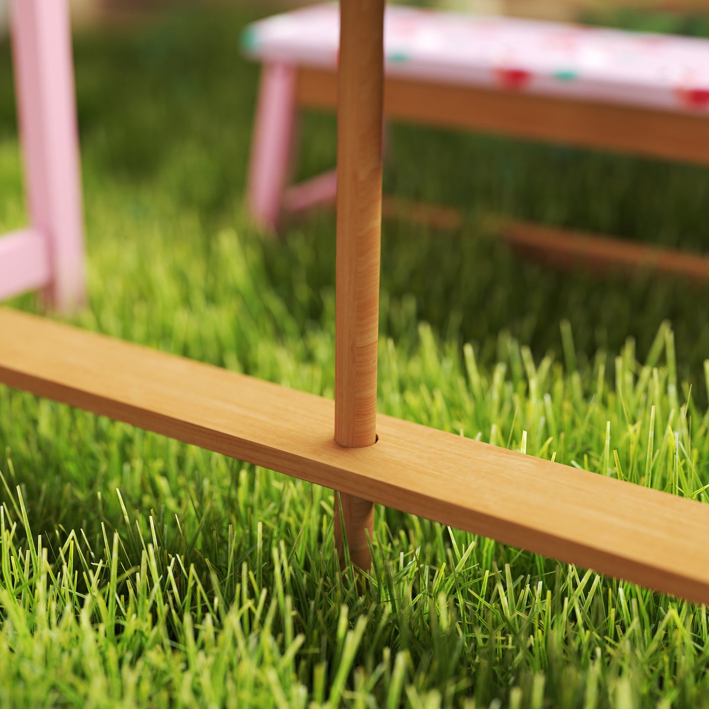 Kids Picnic Table Set with Removable & Foldable Umbrella, Storage Boxes, Flamingo Theme, Pink