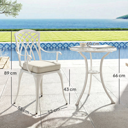 Three-Piece Cast Aluminium Bistro Set - White