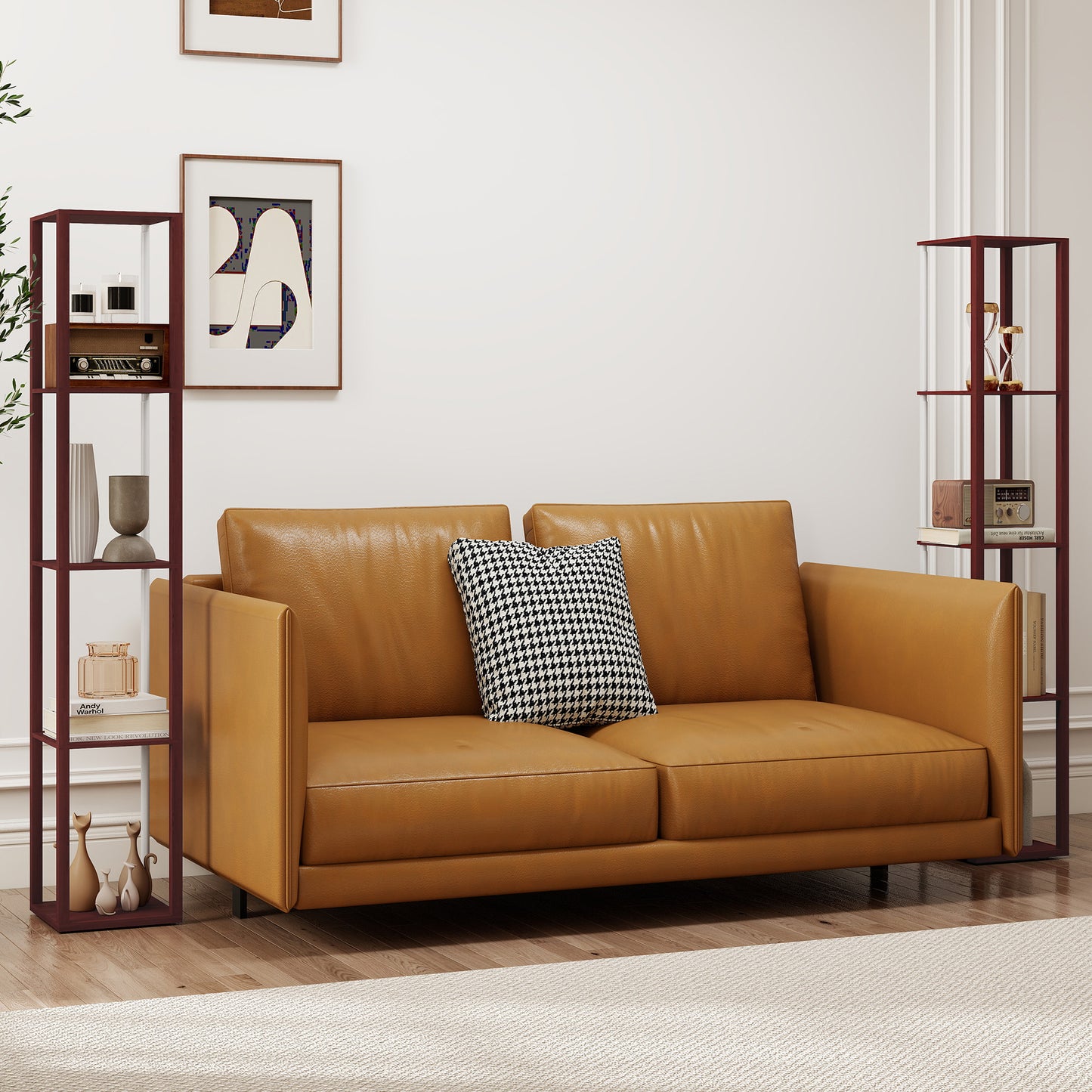 RGB LED Floor Lamp with Shelves, Modern Dimmable Standing Lamp with Remote Control