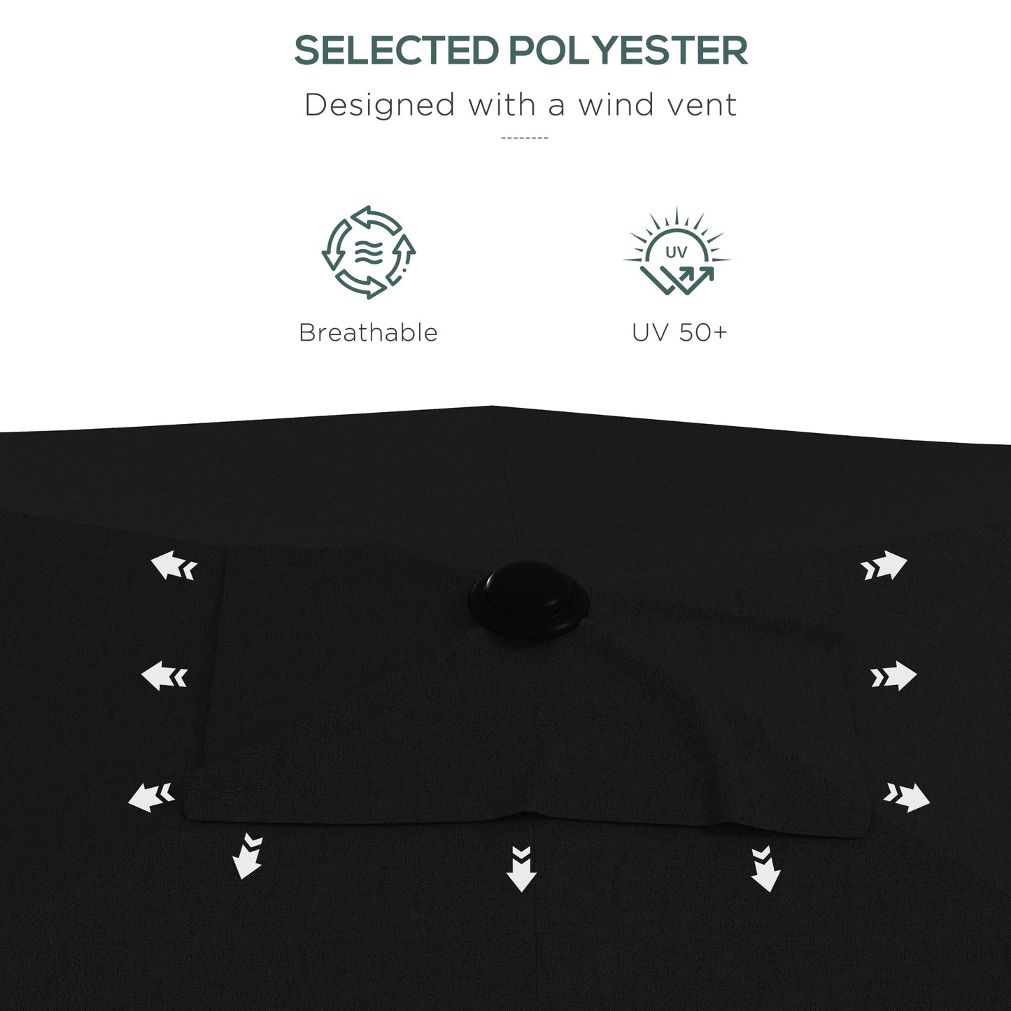 3 x 2 m Garden Parasol Umbrella with Aluminium Pole, UPF 50+ Rectangular Outdoor Table Parasol Sun Shade