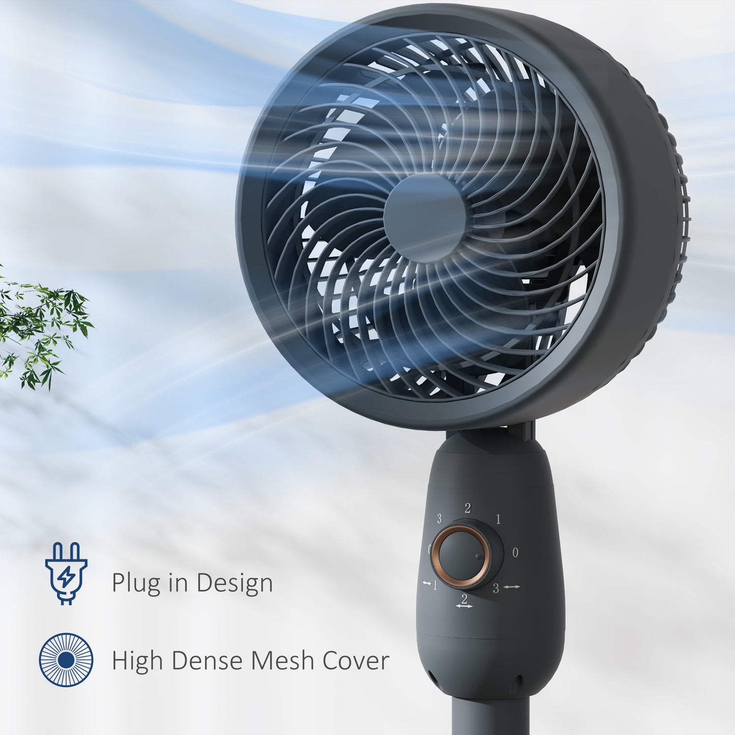 Pedestal Fan, Powerful Air Circulator, 36 Inch Floor Standing Fan with 3 Speed Settings, 70° Oscillating for Bedroom