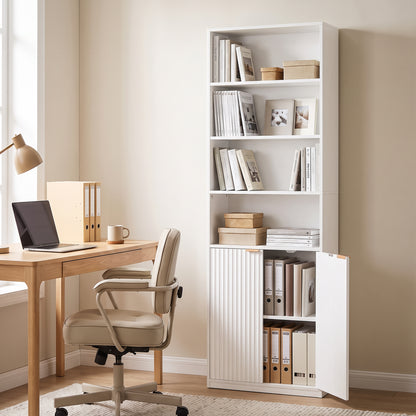 Bookcase Adjustable Shelf Bookshelf Anti-Tip Hardware 6-Tier, White