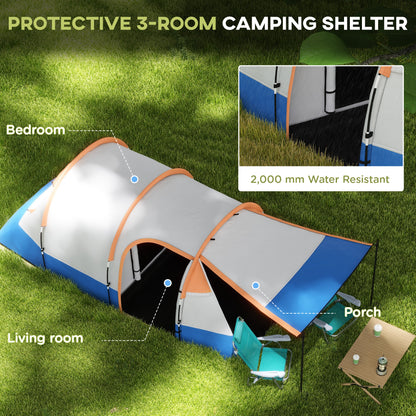 Two Man Two-Room Tent, with Porch and Accessories - Orange