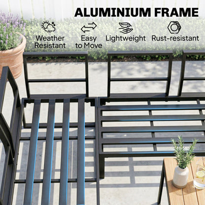 Patio Furniture Set Modular Garden Sofa Set 6 Pieces with Dining Table for Outdoor Patio Grey