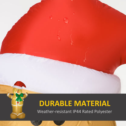 6ft Christmas Inflatable Gingerbread Man & Santa Hat Safe Outdoor Decoration w/ Accessories