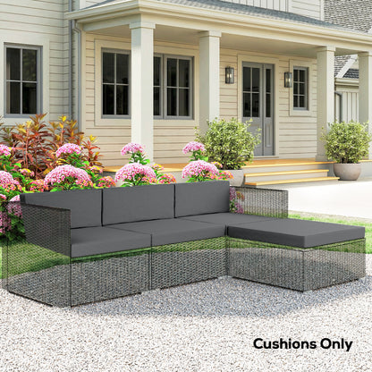 7-Piece Patio Furniture Cushions, Outdoor Loveseat Cushion with Removable Covers for Rattan Furniture, 60x60 cm, Dark Grey