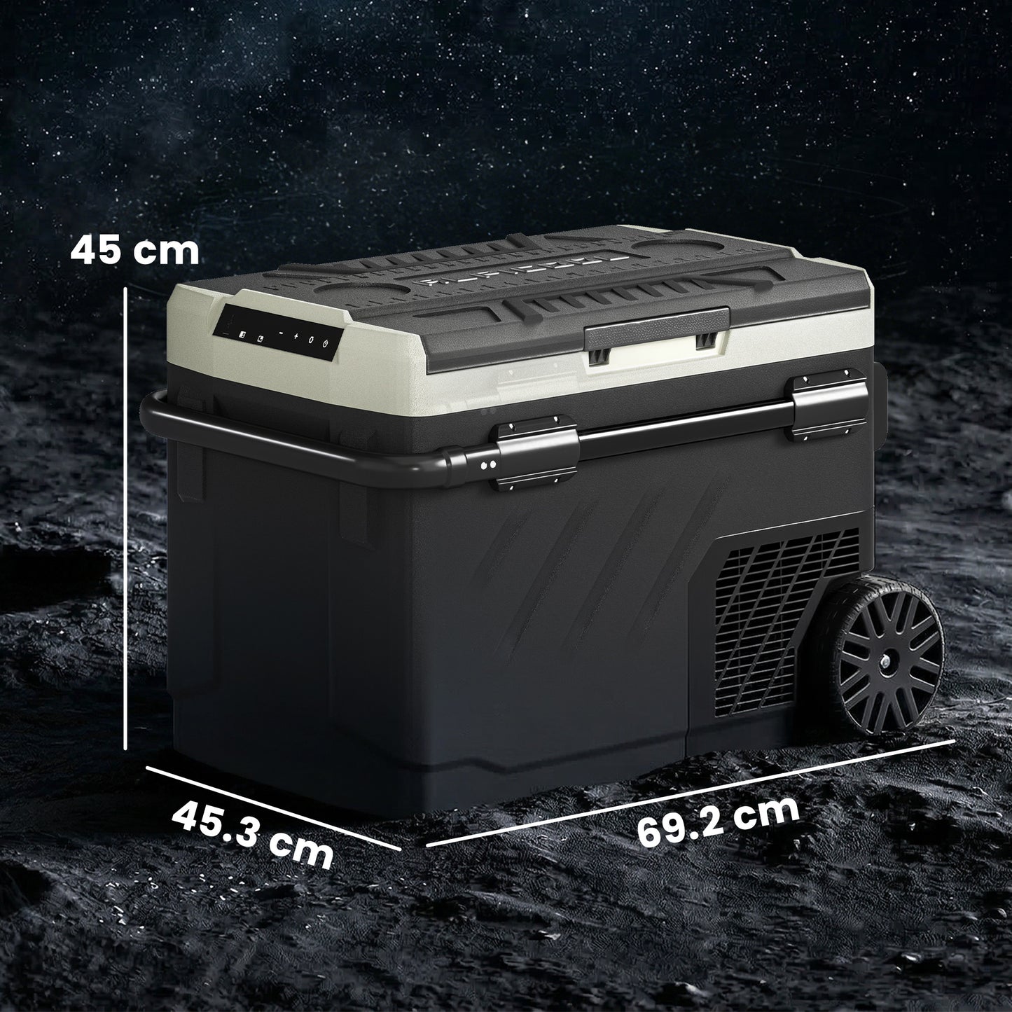 40L Compressor Car Fridge Freezer, Dual Zone Camping Refrigerator with App Control, Telescopic Handle, -20℃-20℃