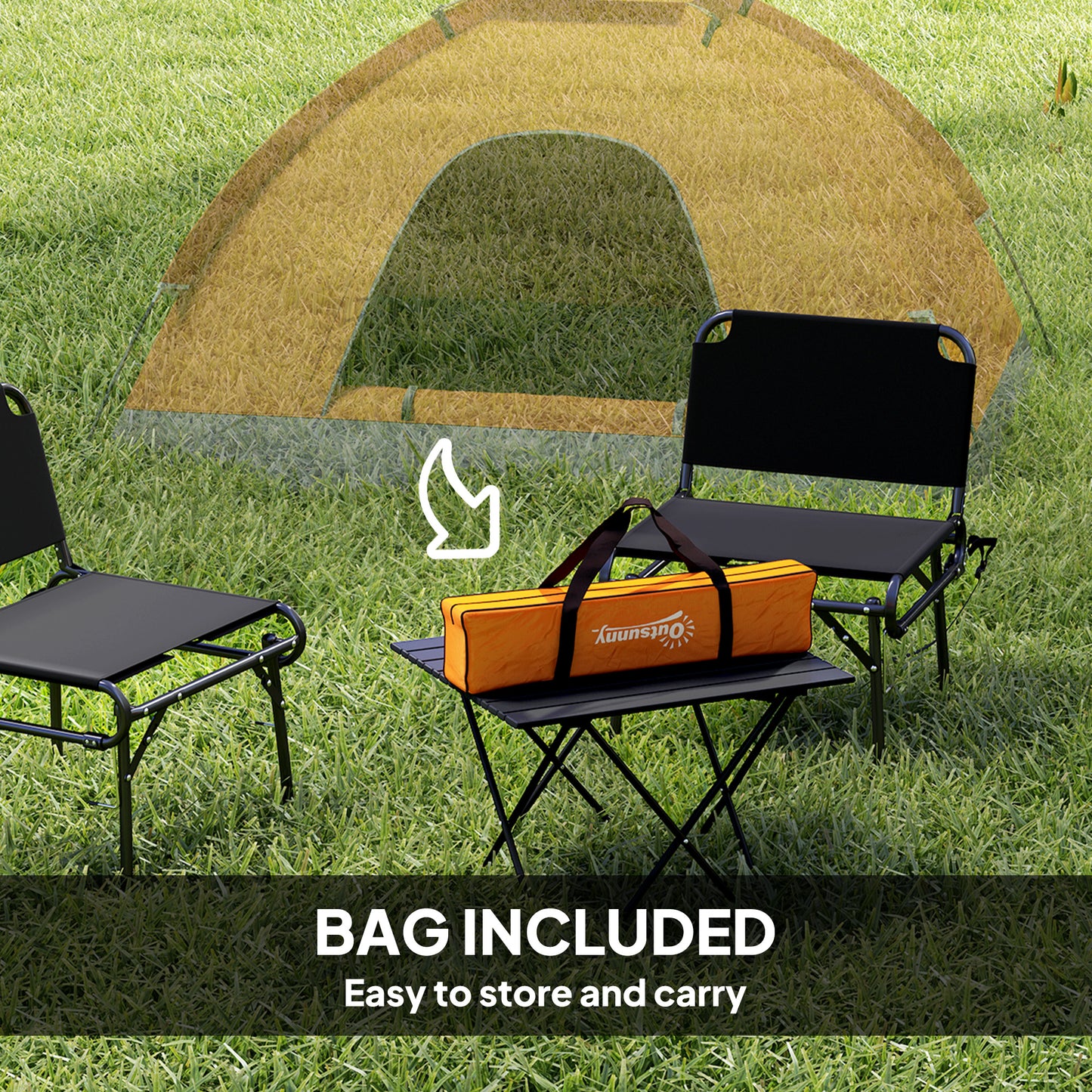 2 Person Camping Tent, Dome Tent with Zipped Doors, Storage Pocket, Portable Handy Bag, Orange