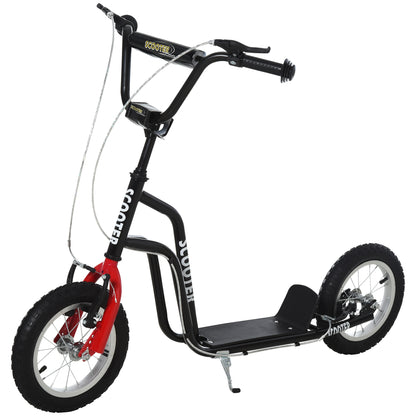 Teen Kick Scooter with Adjustable Handlebar, Inflatable Wheels, Two Brakes, Black