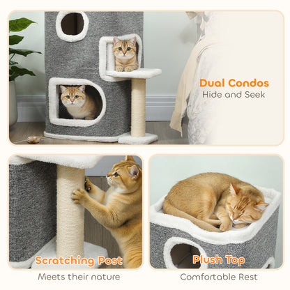 75 cm Cat Tree, Cat Tower Condo for Indoor Cats with Scratching Post, Jumping Platform, Grey