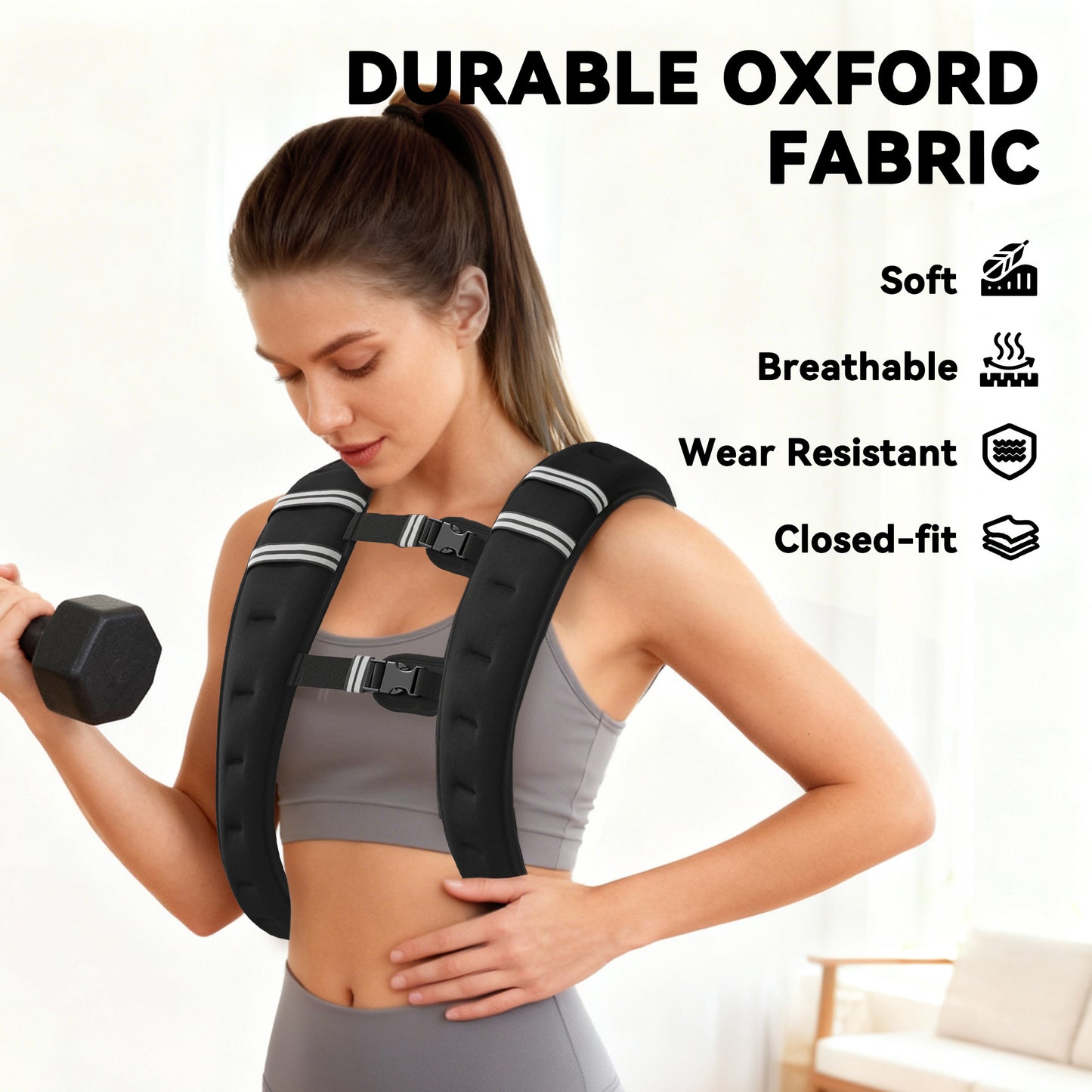 5KG Weighted Vest, Running Weight Vest with Adjustable Strap, Convenient Pocket and Reflective Strips for Men and Women