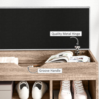 Shoes Cabinet Bench Hidden Storage Padded Seat Organiser Footwear Rack Hallway Grey Wood Grain