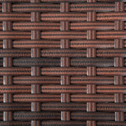 Outdoor Rattan Side Table Coffee Table with Plastic Board, Full Woven Table Top for Patio, Garden, Balcony, Mixed Brown