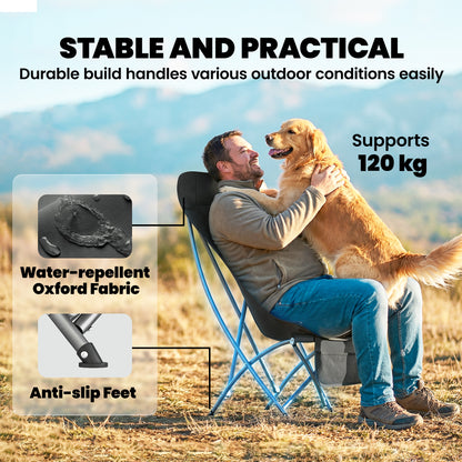 Camping Chair for Adults Heavy Duty Folding Camp Chair with Side Pocket and Carry Bag Black