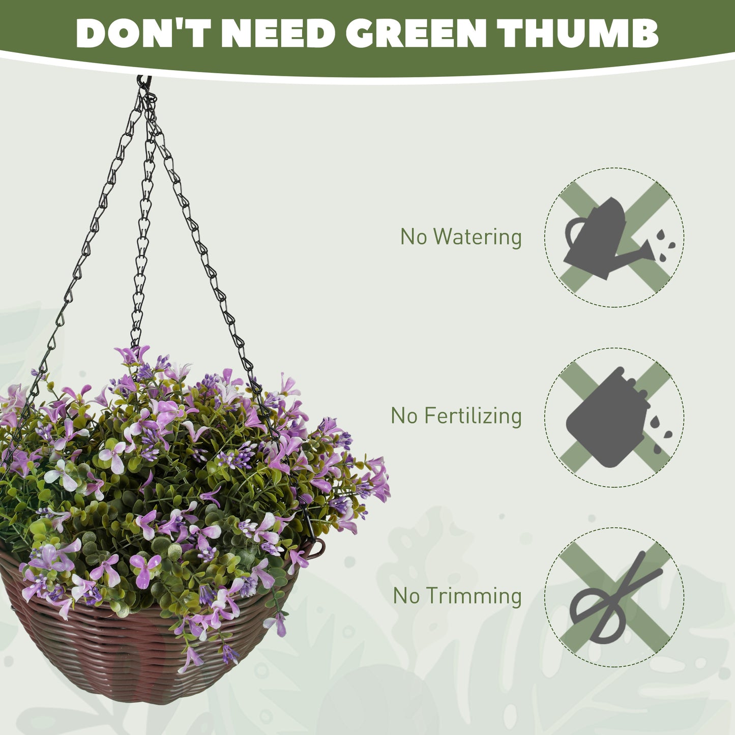 Artificial Flowers in Basket Set of 2, Artificial Hanging Baskets with 75 Leaves and 15 Flowers in Pot