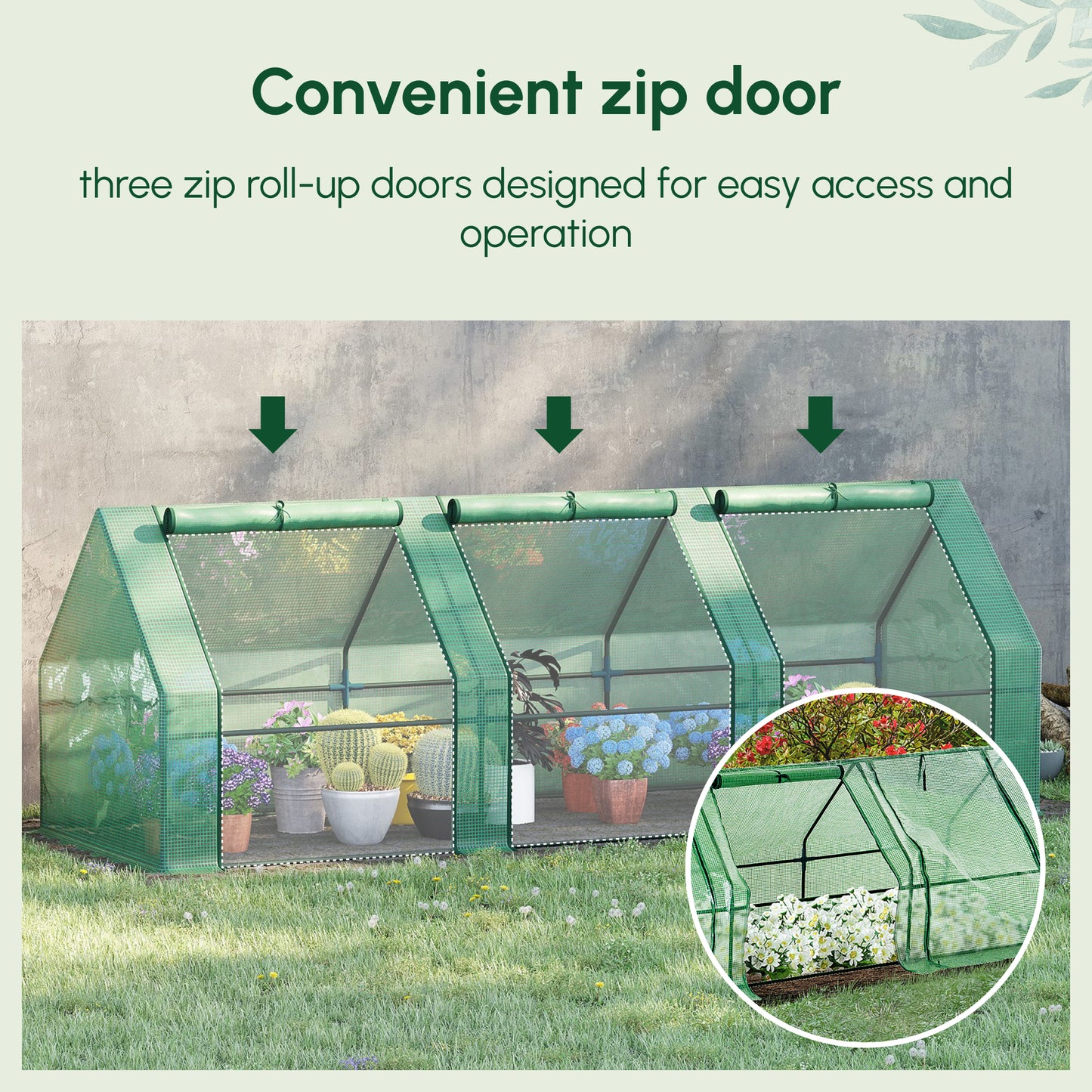 Mini Small Greenhouse with Steel Frame & PE Cover & Zipped Window Poly tunnel Steeple for Plants Vegetables