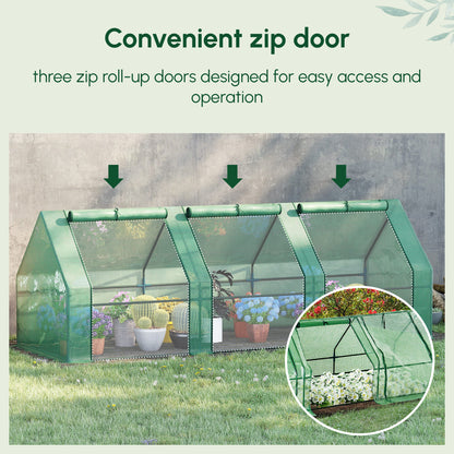 Mini Small Greenhouse with Steel Frame & PE Cover & Zipped Window Poly tunnel Steeple for Plants Vegetables