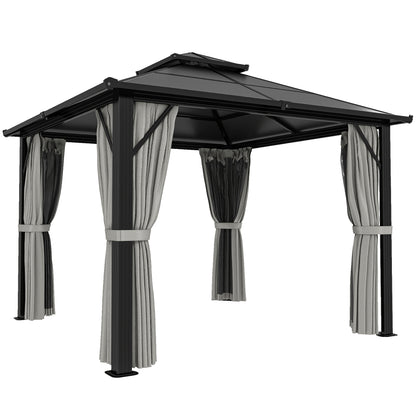 3 x 3(m) Hardtop Gazebo Canopy with UPF30+ Double Polycarbonate Roof, Aluminium Frame Garden Gazebo Permanent Pavilion