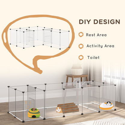 18-Panel Small Animal Cage, Pet Playpen, for Guinea Pigs, Hedgehogs - White