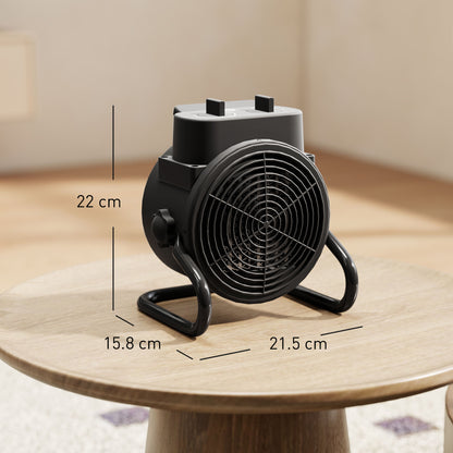 2000W Portable Ceramic Electric Heater with Fan - Black