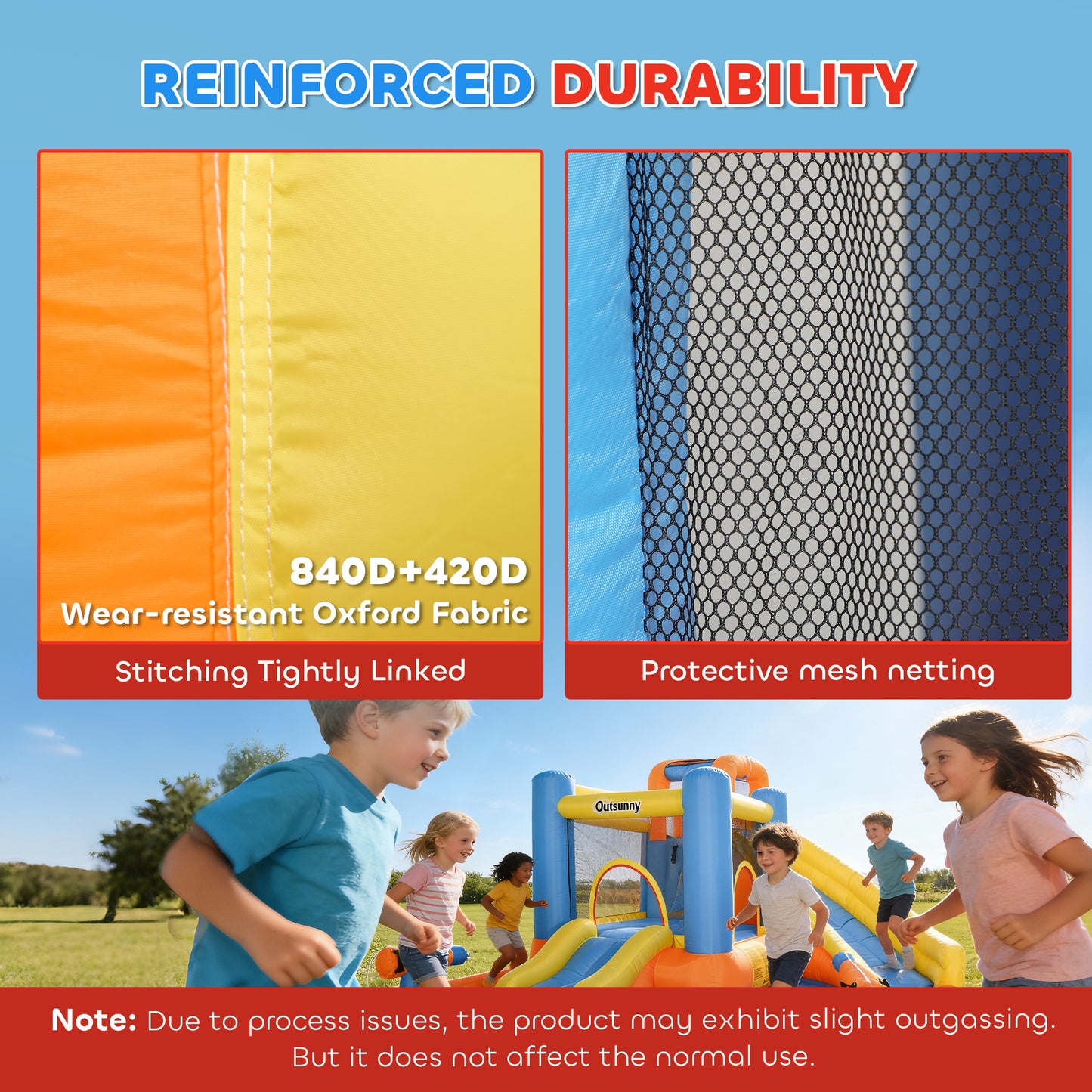5 in 1 Bouncy Castle for Children, Inflatable Bounce House with Dual Slides, Pool, Climbing Wall, Water Cannons, Blower