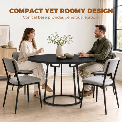 Dining Table Space Saving Kitchen Table Spliced Tabletop Conical Metal Base 120 cm Round Black