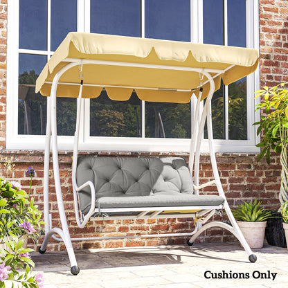 2 Seater Bench Pad, Garden Chair Cushion with Back and Ties for Indoor and Outdoor Use, 98 x 100 cm, Light Grey