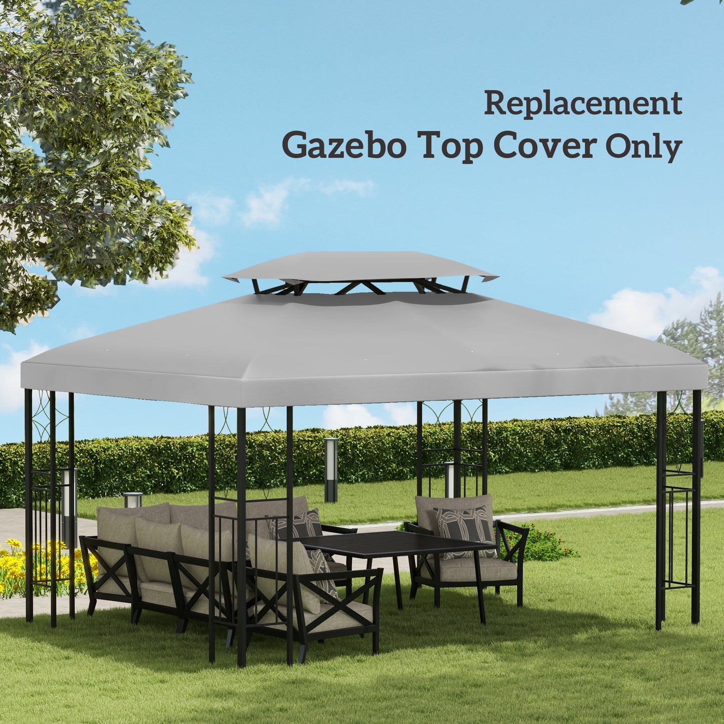 Gazebo Roof Replacement, for 3 x 4m Frames - Light Grey