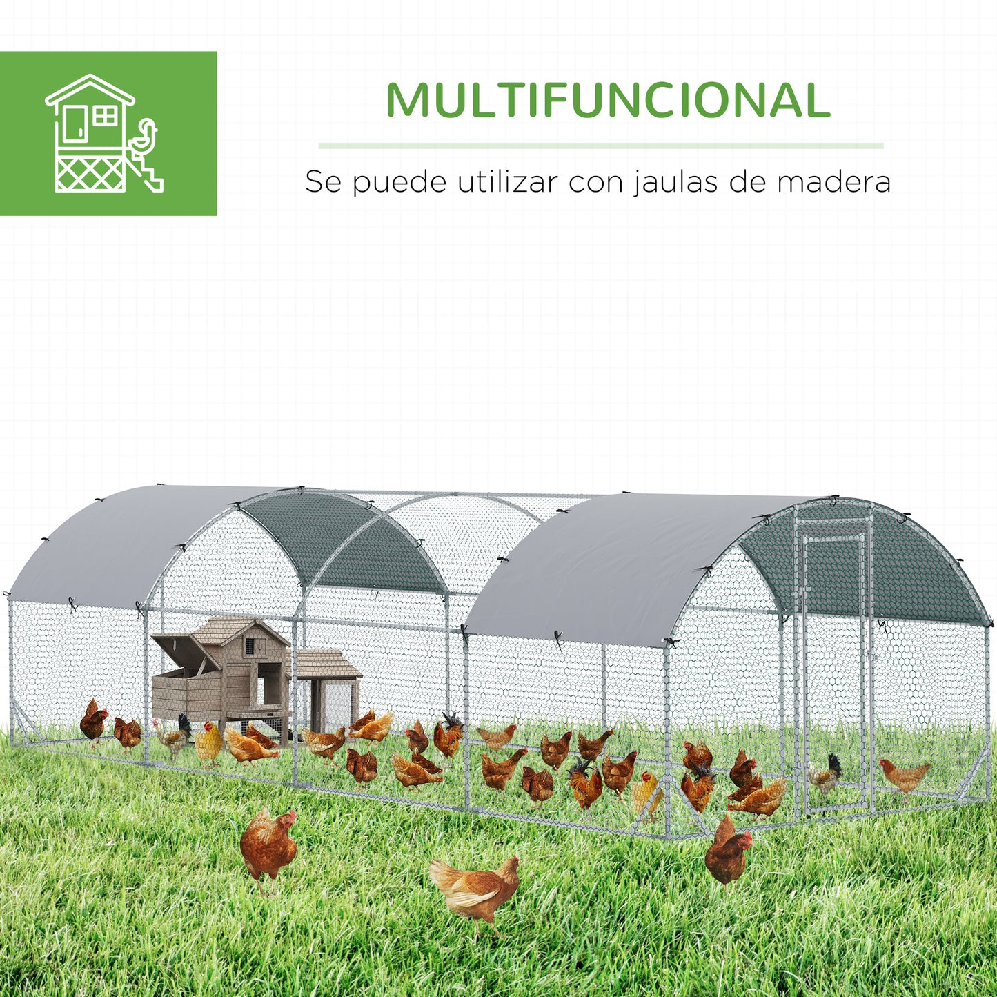 Walk In Chicken Run Galvanised Chicken Coop Hen Poultry House Cage Pet Playpen Garden with Water-Resist Covers