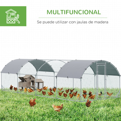 Walk In Chicken Run Galvanised Chicken Coop Hen Poultry House Cage Pet Playpen Garden with Water-Resist Covers