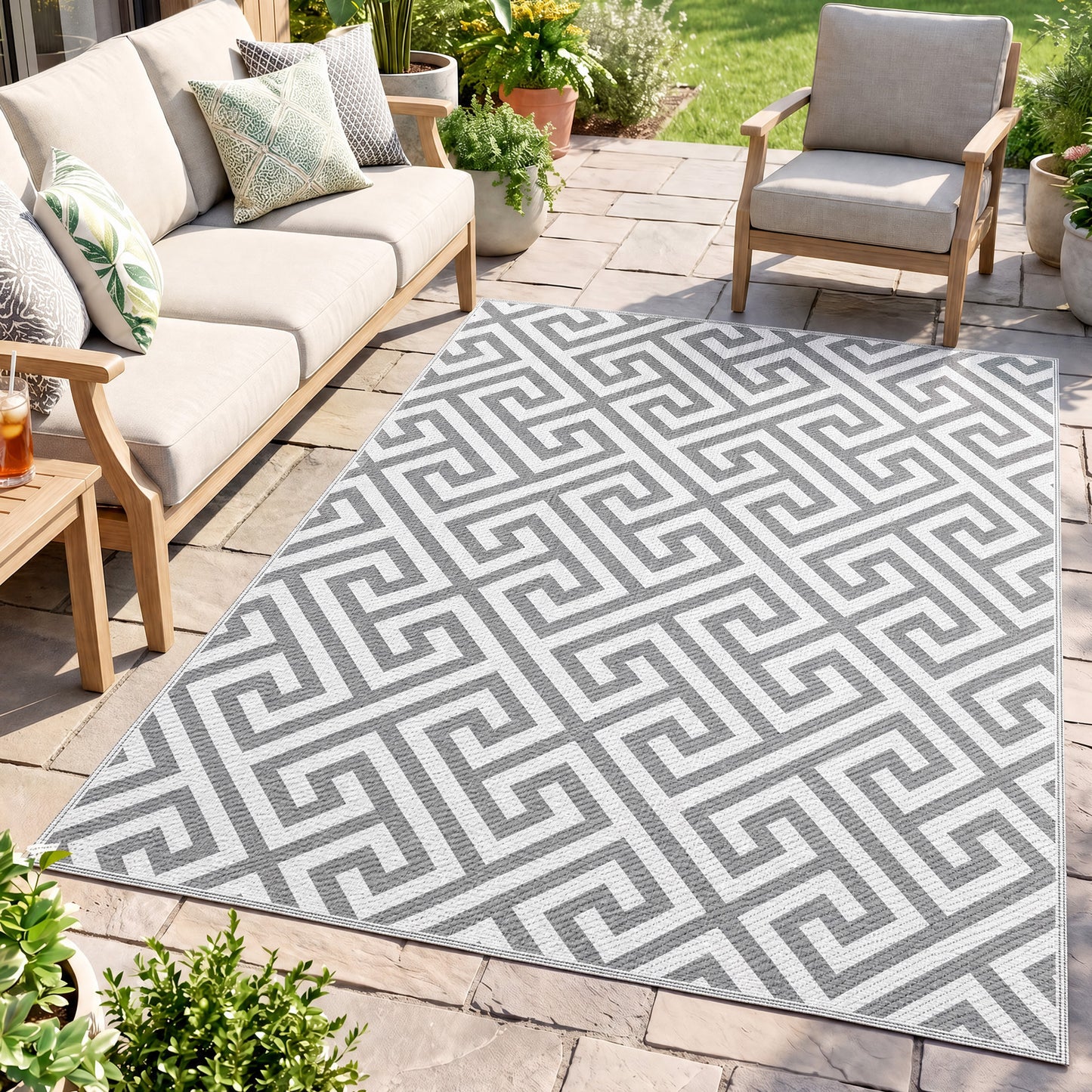 Outdoor Rug Reversible Mat Plastic Straw Rug Portable RV Camping Mat for Garden Deck Picnic Indoor, 152 x 243 cm (5 x 8 ft)