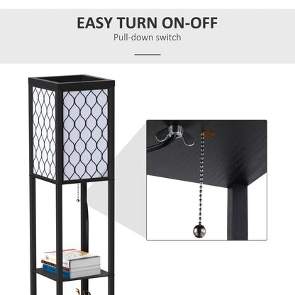 4-Tier Shelf Floor Lamp – Black & White