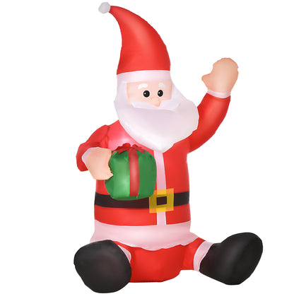 4ft Inflatable Christmas Santa Claus Gift with LED Xmas Décor Holiday Outdoor Yard Decoration