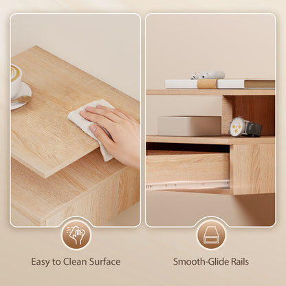 Set of Two Floating Bedside Tables - Oak