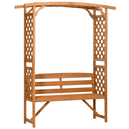 Garden Bench, Wooden Garden Arbour with Seat for Vines/Climbing Plants, Brown