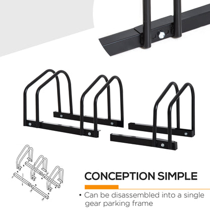 Bike Stand Parking Rack Floor or Wall Mount Bicycle Cycle Storage Locking Stand 76W x 33D x 27H (3 Racks, Black)