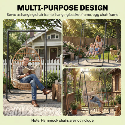 Hammock Chair Stand Only 150KG Load Capacity for Indoor Outdoor, Black