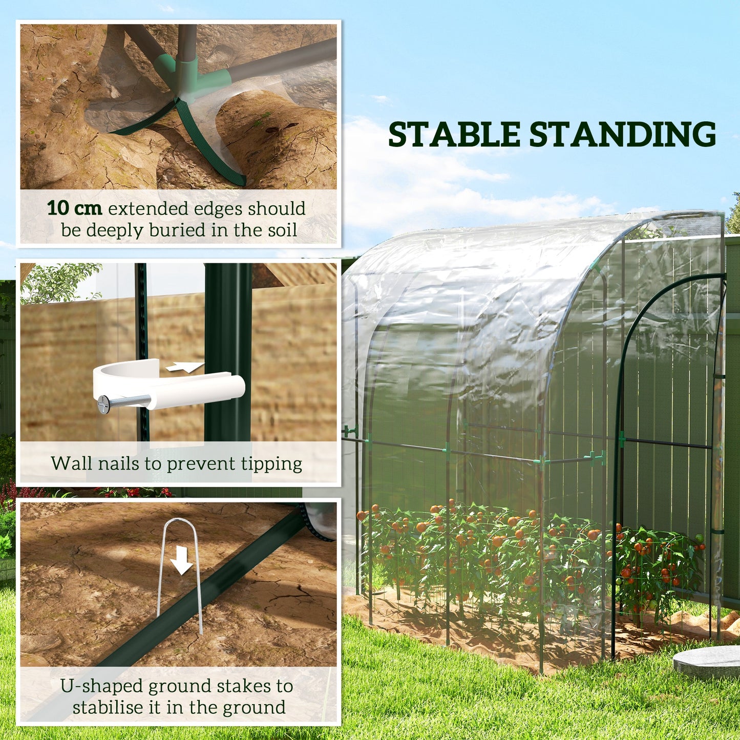 214cm x 118cm Walk-In Lean To Greenhouse, with Accessories
