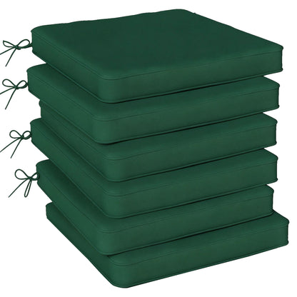 Set of 6 Chair Cushion Seat Pads Dining Chair w/ Straps, Indoor Outdoor Removable Tie On Garden Patio, Green